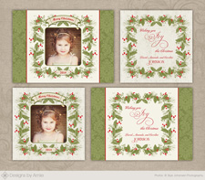 Vintage Holly Christmas Card