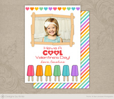 Popsicle Valentine Card or Sticker 5x7 and 4x5.5